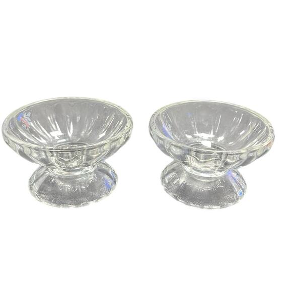 Two 2 Vintage Sherbert/Ice Cream Dessert Bowl 2.25" Glass Fancy - Picture 1 of 5